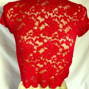 Hot Pink Scalloped Crop Top Lace Small